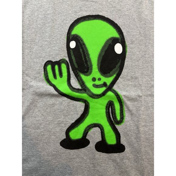 Balenciaga Alien Graphic Tee Gray Unisex Size L Oversized, Made in Portugal 24in - Picture 3 of 8